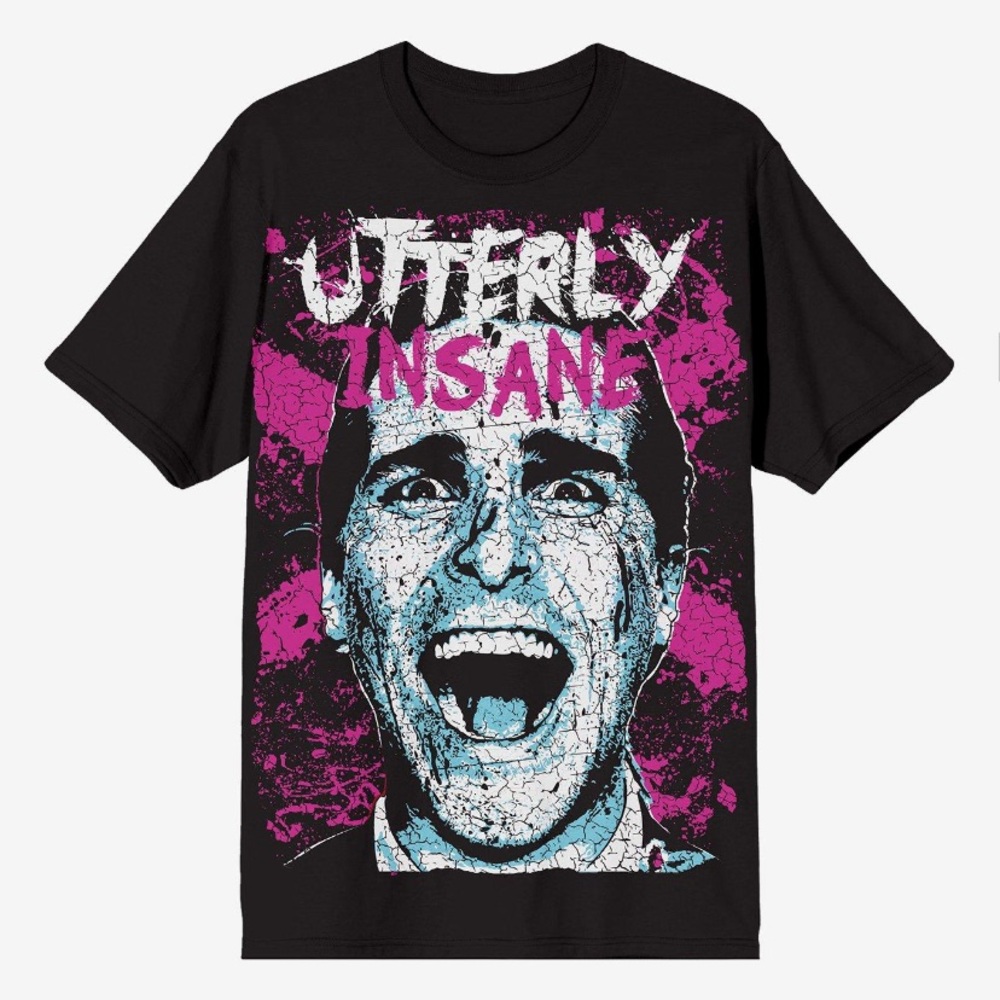Unisex American Psycho Utterly Insane Paint Splatter‎ T-Shirt Hot Topic Horror